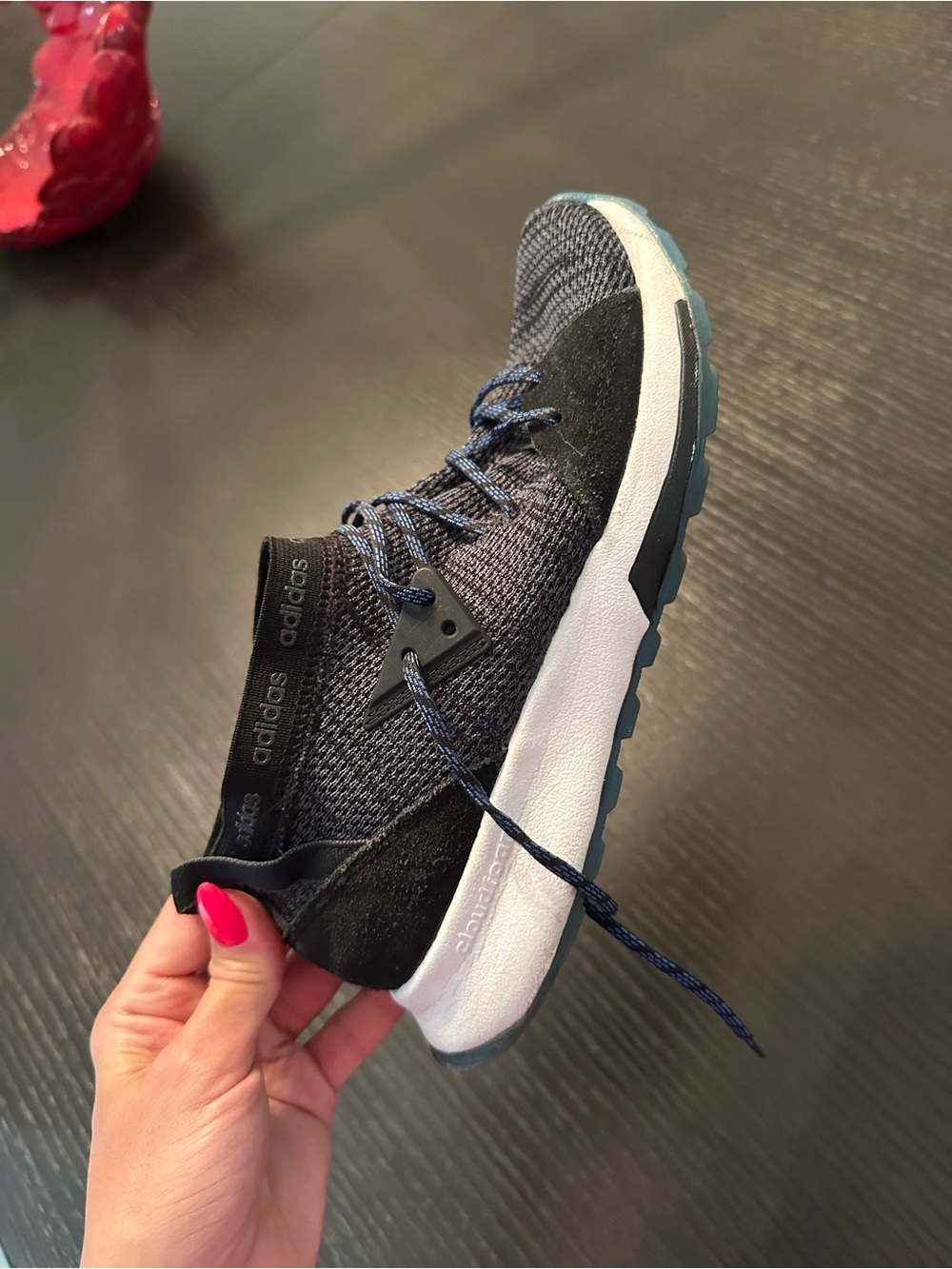 adidas Women’s Black and Navy Knit Athletic Sneaker